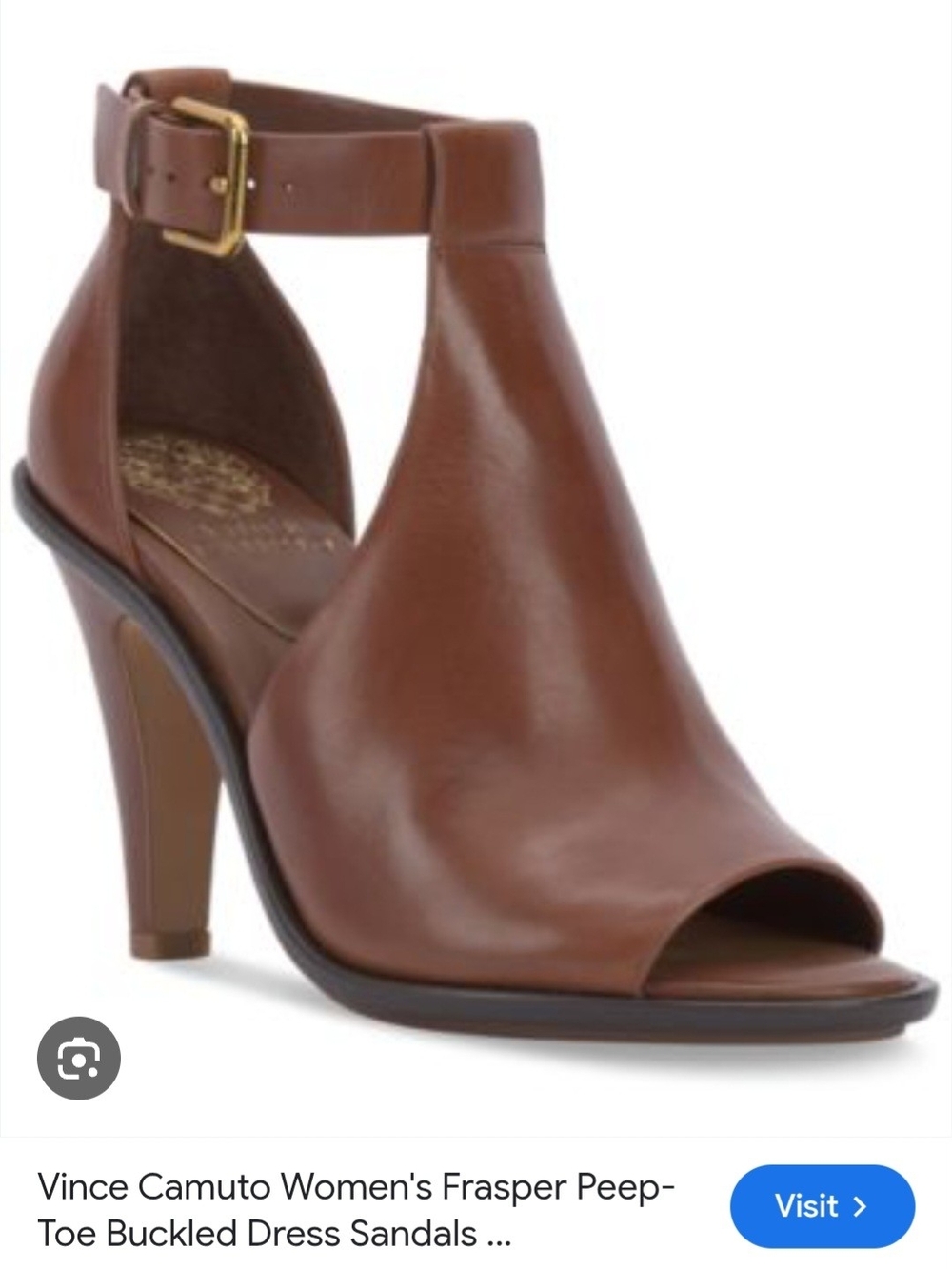 Vince Camuto Cognac Peep-Toe Ankle-Buckle Heels